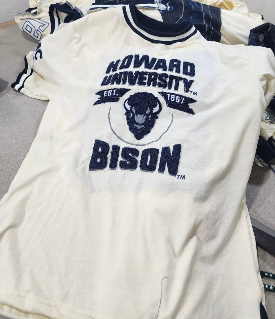 Howard University Exclusive Premium Embroidered with Chenille Shirt Summer Cotton